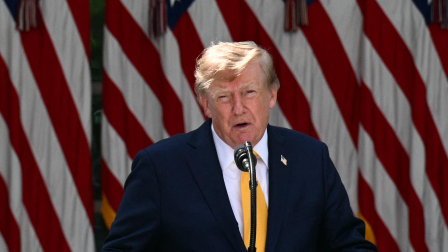 El presidente estadounidense Donald Trump en un discurso en el Jardín de las Rosas de la Casa Blanca en Washington, D.C.