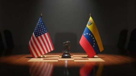 Banderas de Estados Unidos y de Venezuela