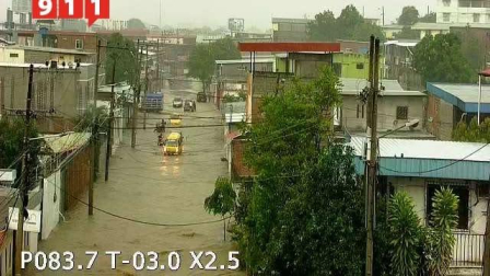 Fuerte lluvia inunda calles en Portoviejo: Moradores bloquean vías para proteger sus casas
