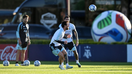 Lionel Messi en el último entrenamiento con la selección Argentina.