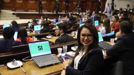La legisladora Nataly Morillo mocionó la aprobación de la reforma al artículo 5 de la Constitución sobre la prohibición de instalar bases militares en el país.