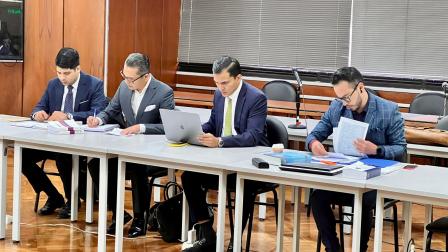 Wilman Terán, expresidente del Consejo de la Judicatura, estuvo presente en la audiencia de este jueves 5 de junio del 2025.