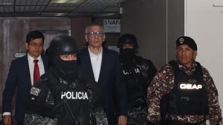Jorge Glas ingresa a la Corte Nacional del Justicia para la audiencia de Juzgamiento del caso Reconstrucción de Manabí este viernes 6 de junio del 2025.