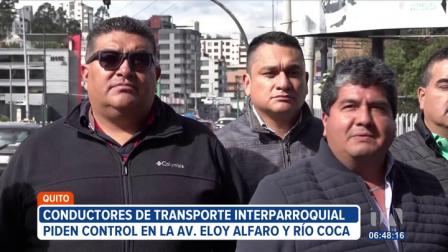Conductores de transporte interparroquial piden a la Agencia Metropolitana de Tránsito mayor control en horas pico en la intersección de la avenida Eloy Alfaro y Río Coca, en el norte de Quito. 

Vía: Juan Miguel Rodríguez