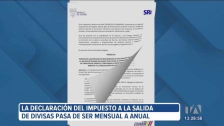 Hasta el 30 de junio se deberá pagar el Impuesto a la Salida de Divisas (ISD) no declarado entre 2022 y 2024.
Un reportaje de Bernarda Cevallos