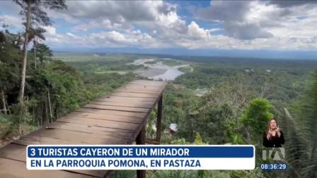 Tres turistas cayeron desde lo alto de un mirador en la parroquia Pomona, en la provincia de Pastaza. El colapso de una estructura en mal estado puso en riesgo sus vidas.
Un reportaje de Jefferson Santos