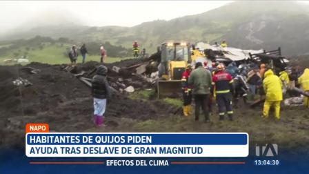 Un deslave de gran magnitud se registró esta mañana en el sector de Tambo, cantón Quijos, provincia de Napo.

Un reportaje de Gustavo Jaramillo