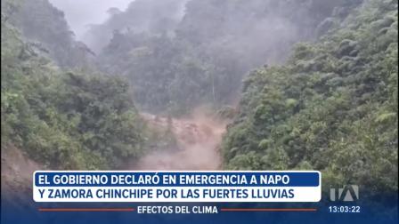 El Gobierno declaró en emergencia a las provincias de Napo y Zamora Chinchipe debido a las fuertes lluvias. Hasta el momento, las emergencias dejan 2 fallecidos, 613 personas afectadas y 12 viviendas destruidas.

Un reportaje de Karen Haro