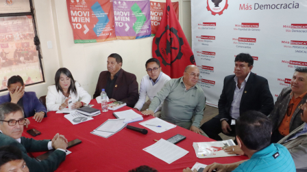 El Frente Unitario de los Trabajadores anuncia movilizaciones, debido a la Ley de Integridad Pública planteada por el Gobierno Nacional y aprobada por la Asamblea Nacional.Nelson Erazo, Edwin Bedoya, Andrés Quishpe, Wilson Álvarez y Marcelo Guerra.