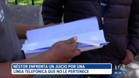 Un hombre de la tercera edad mantiene un juicio de coactiva por una línea telefónica que no le pertenece. La deuda se registra en Guayaquil, pero el afectado asegura que no conoce esta ciudad.

Un reportaje de Nathalie Jiménez