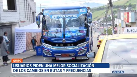 La Secretaría de Movilidad realiza modificaciones en rutas del transporte público en el norte de Quito. Estos cambios forman parte de la reestructuración planificada por el Municipio.

Un reportaje de Stephany Paz