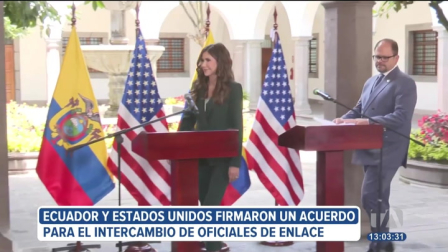 La visita a Ecuador de la secretaria de Seguridad Nacional de Estados Unidos, Kristi Noem, finalizó con la firma de un acuerdo para el intercambio de oficiales de enlace, como un paso más en la cooperación bilateral contra el crimen.

Un reportaje de Belén Merizlade