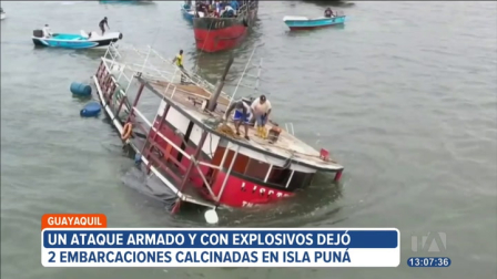 Un ataque armado y con explosivos dejó dos embarcaciones calcinadas en la Isla Puná. La Armada Nacional refuerza los controles en la zona.
Un reportaje de Paula Kuhn