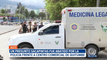 Un intento de robo en el sur de Quito terminó con un sospechoso abatido frente a un centro comercial. Según la Policía, el hombre intentó asaltar a una mujer, pero un uniformado intervino a tiempo. 

Un reportaje de Ismenia Solórzano