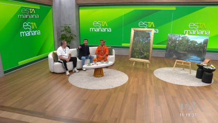 Ramón Piaguaje, pintor secoya, muestra su talento y habilidades en el set de esTAmañana.