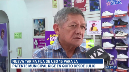 Desde este año, la patente municipal en Quito tiene un valor fijo de 15 dólares para quienes realizan actividades económicas, con plazos de pago hasta diciembre de 2025.

Un reportaje de Ismenia Solórzano
