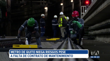 La empresa Metro de Quito niega que exista un riesgo para los usuarios ante la falta de un contrato de mantenimiento. Este noticiero realizó un recorrido para evidenciar los trabajos que se realizan en los talleres y cocheras.

Un reportaje de Brigette Mancheno