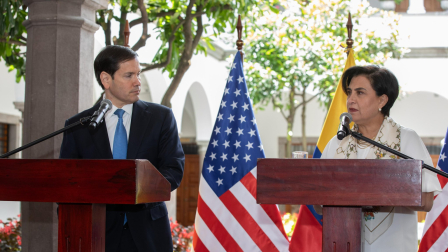 El secretario de Estado de EE.UU., Marco Rubio y la canciller Gabriela Sommerfeld dieron a conocer los resultados de la reunión con Daniel Noboa