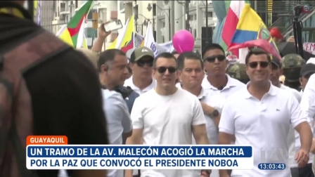 La ciudad de Guayaquil fue escenario de la Marcha por la Paz, convocada y liderada por el presidente Daniel Noboa. En su intervención, instó a los ecuatorianos a defender sus derechos en las urnas.

Un reportaje de Ericka Vera