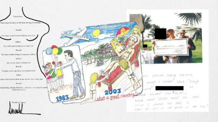 Ilustraciones que contenía el libro de cumpleaños de Jeffrey Epstein.