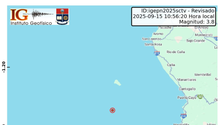 sismo frente a las costas de Manabí este lunes 15