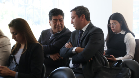 Linda Guaman y Jorge Yunda acudieron a la audiencia de lectura de sentencia en el Caso PCR en la Corte Provincial de Pichincha.
