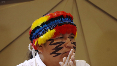 Marlon Vargas, presidente de la Confederación de Nacionalidades Indígenas del Ecuador, es quien lidera el paro nacional