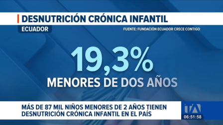 Más de 87 mil niños menores de dos años enfrentan desnutrición crónica en Ecuador. Frente a esta problemática, la Fundación Ecuador Crece Contigo impulsa programas técnicos y comunitarios para reducir el impacto en la primera infancia.

Un reportaje de Ismenia Solórzano