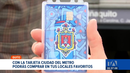 La tarjeta del Metro de Quito podrá usarse como una tarjeta de débito en locales comerciales. Las recargas se realizan a través de Banco Pichincha, su aplicación o el servicio Mi Vecino.

Un reportaje de Stephany Paz