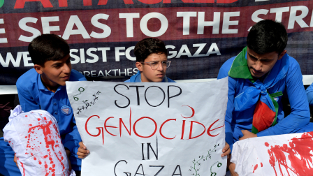 Una protesta en apoyo al pueblo palestino se desarrolló este miércoles 8 de octubre en Pakistán.