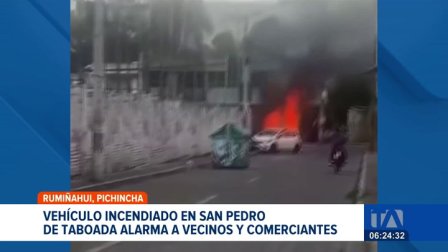 Temor en San Pedro de Taboada, tras el incendio de un vehículo por parte de varios hombres. Los ocupantes del automóvil fueron atendidos por paramédicos y trasladados a una casa de salud en Sangolquí.

Un reportaje de Gustavo Jaramillo