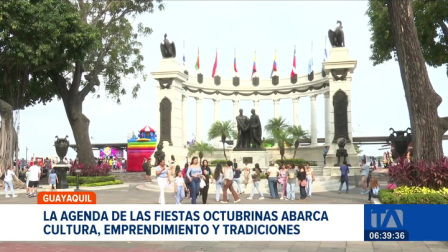 Guayaquil vivió intensamente sus fiestas octubrinas, con una agenda llena de cultura, emprendimiento y tradición. Desde ferias hasta conciertos, la ciudad celebró a lo grande con miles de personas que participaron en distintos puntos.

Un reportaje de Camila Guevara