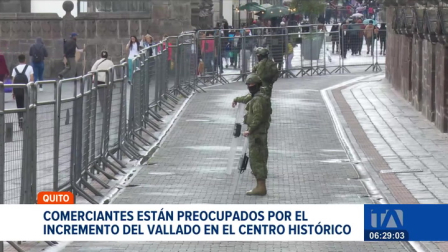 Comerciantes y transeúntes expresan su preocupación ante el incremento del vallado y del despliegue policial y militar en el Centro Histórico de Quito. Aseguran que, en el marco del paro convocado por la Conaie, cada vez menos turistas nacionales y extranjeros visitan el casco colonial.

Un reportaje de Stephany Paz
