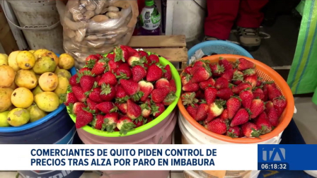 Comerciantes de los mercados de Quito solicitan a la Intendencia un mayor control de precios en los productos que llegan desde Imbabura. Aseguran que, debido al paro convocado por la Conaie, el precio del mortiño se ha elevado considerablemente.

Un reportaje de Brigette Mancheno