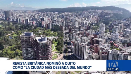 La revista británica Wanderlust Travel Magazine nominó a Quito como “la ciudad más deseada del mundo”. Las votaciones continúan abiertas, y los ciudadanos pueden ingresar al portal de la publicación para apoyar a la capital ecuatoriana.

Un reportaje de Mishell Villacís