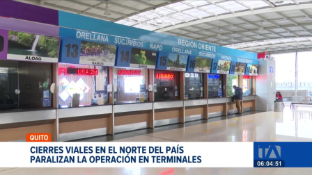 La situación en los terminales terrestres de Quito continúa siendo complicada debido a los cierres viales registrados en el norte del país. Los trayectos hacia Ibarra y Tulcán presentan retrasos y reprogramaciones en las rutas.

Un reportaje de Brigette Mancheno