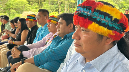 Marlon Vargas, presidente de la Conaie, estuvo presente en la asamblea extraordinaria de la Confenaie