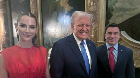 El presidente Daniel Noboa en una reunión con Donald Trump.