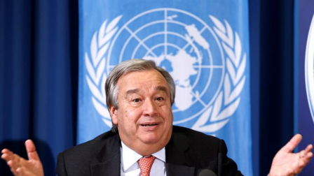 Antonio Guterres, secretario general de la ONU, durante una conferencia.