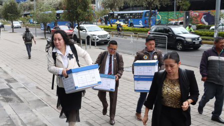 Audiencia en el Complejo Judicial Norte del Caso Villavicencio con la presencia de los abogado a de José Serrano y Xavier Jordán.