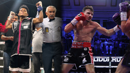 A la izquiera el boxeador ecuatoriano Antonio 'El Zurdito' Tzamarenda y a la derecha el ucraniano Taras Shelestyuk.