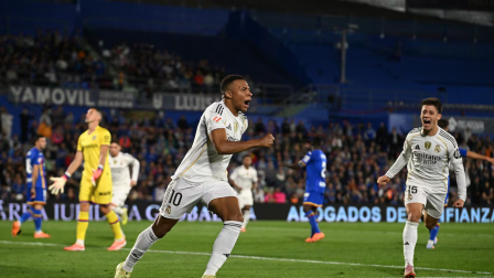 Mbappé celebra su gol al Getafe después de una asistencia de Güler.