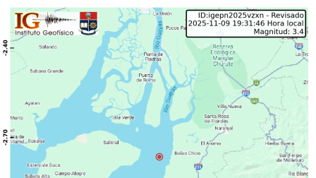 Un nuevo sismo se registró en Ecuador la noche de este domingo 9 de noviembre del 2025.