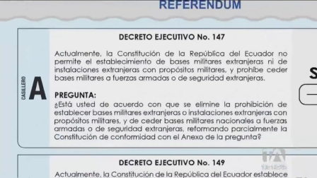 La primera pregunta de la consulta popular propone eliminar la prohibición establecida en la Constitución de Montecristi que impide la instalación de bases militares extranjeras en el Ecuador. 

Un reportaje de Carlos Sacoto