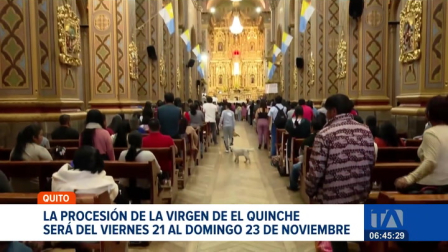 La tradicional procesión de la Virgen de El Quinche se realizará el viernes 21, sábado 22 y domingo 23 de noviembre. Este cronograma se ajustó debido a la jornada electoral del 16 de noviembre del 2025.

Un reportaje de Juan Miguel Rodríguez