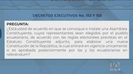 Este domingo 16 de noviembre, los ecuatorianos decidirán si aprueban o no la instalación de una Asamblea Constituyente encargada de redactar una nueva Constitución. De obtener luz verde, se activarán dos procesos adicionales: uno para elegir a sus integrantes y otro para aprobar el texto final.

Un reportaje de Carlos Sacoto