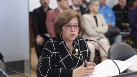 La exministra de Trabajo, Ivonne Núñez, en una comparecencia en la Asamblea Nacional.