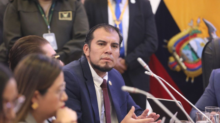 El ministro de Trabajo, Harold Burbano, compareció ante la Comisión de Fiscalización.