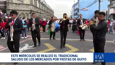 Los mercados de Quito participaron en su tradicional desfile con motivo de las Fiestas de Fundación de la capital. Cerca de 700 personas formaron parte de esta celebración y saludo a la ciudad.

Un reportaje de Brigette Mancheno