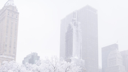 La Gran Manzana amaneció bajo un manto blanco uniforme pero no muy compacto